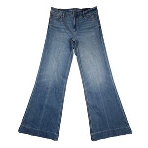 NWT American Eagle High Rise Flare Jeans Womens 10 X-Long Medium Stretch Denim